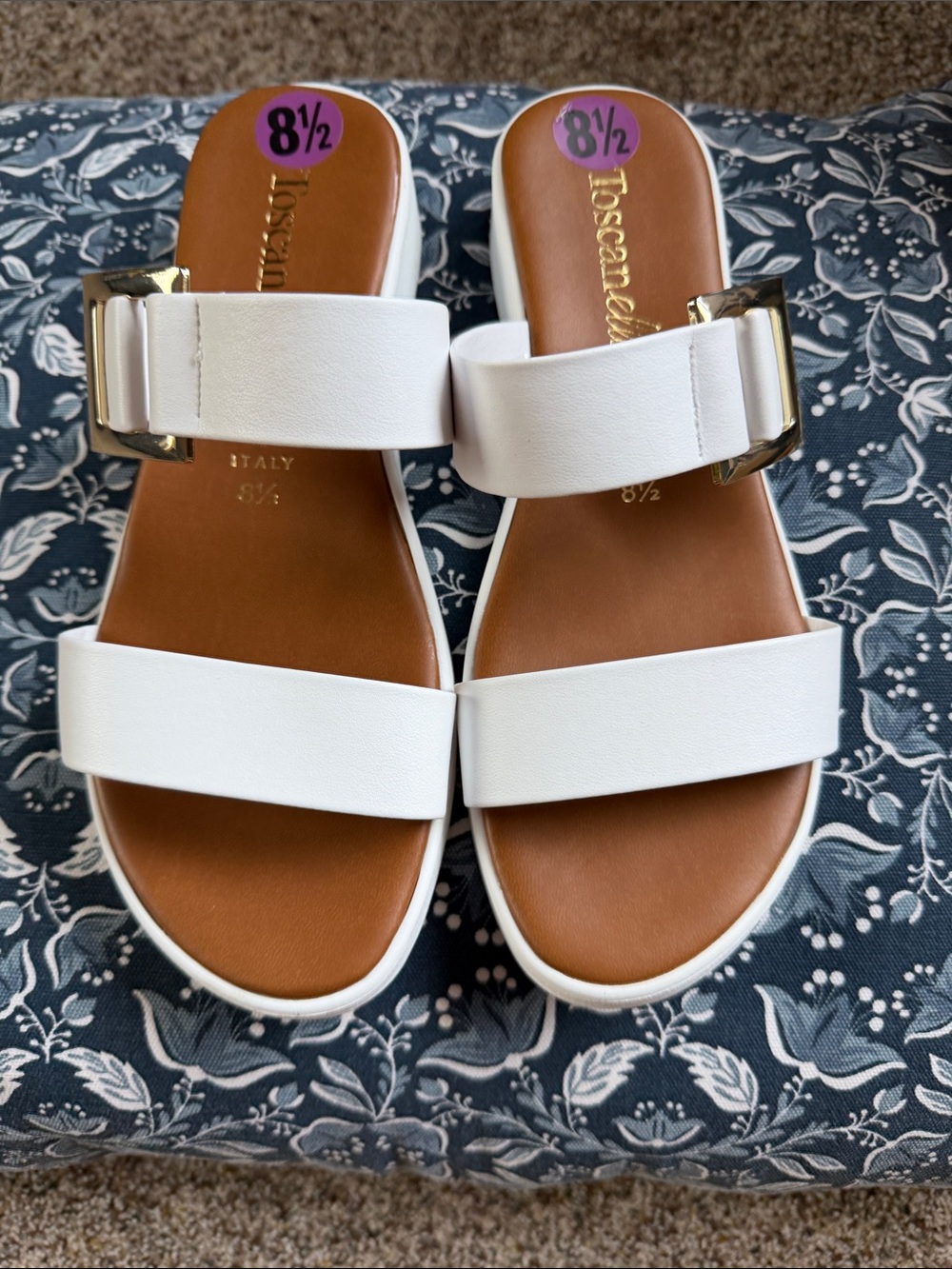 NWOT White Double-Strap Slide Sandals - Women's 8.5